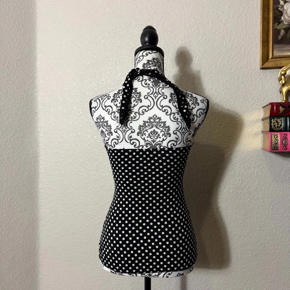 Trixxi Black and White Polka Dot Halter Top - Picture 3 of 4